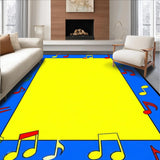 Ultra Soft Area Rug, Non Slip, Stain Resistant, Washable Area Rugs for Living Room, Bedroom, Whimsical Sound Wave Motif(Yellow)