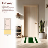 Contemporary Striped Beige Dark Green Area(Green)