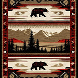 Ultra Soft Area Rug, Non Slip, Stain Resistant, Washable Area Rugs for Living Room, Bedroom, Striking Ethnic Bear Graphic(Brown)