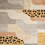 Ultra Soft Area Rug, Non Slip, Stain Resistant, Washable Area Rugs for Living Room, Bedroom, Chic Earthy Toned Leopard Motif(Beige)