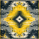 Ultra Soft Area Rug, Non Slip, Stain Resistant, Washable Area Rugs for Living Room, Bedroom, Vintage Tribal Grey and Yellow Living Room Rug(Black)