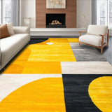 Ultra Soft Area Rug, Non Slip, Stain Resistant, Washable Area Rugs for Living Room, Bedroom, Chic Geometric Yellow Grey Fusion(Yellow)