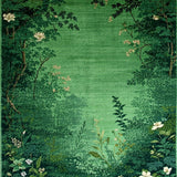 Ultra Soft Area Rug, Non Slip, Stain Resistant, Washable Area Rugs for Living Room, Bedroom, Elegant Nature-Inspired Floral Print(Green)