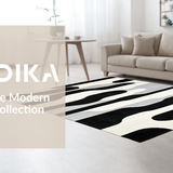 Ultra Soft Area Rug, Non Slip, Stain Resistant, Washable Area Rugs for Living Room, Bedroom, Elegant Black and White Striped Outdoor Rug for Contemporary Decor(Black)