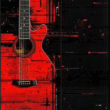 Artistic Black and White Guitar Motif(Red)