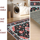 Ultra Soft Area Rug, Non Slip, Stain Resistant, Washable Area Rugs for Living Room, Bedroom, Whimsical Low-Pile Trellis Style(Black)