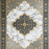 Ultra Soft Area Rug, Non Slip, Stain Resistant, Washable Area Rugs for Living Room, Bedroom, Luxurious Tiled Grey and Ivory Aesthetic(White)