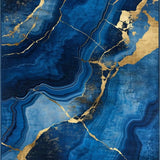 Ultra Soft Area Rug, Non Slip, Stain Resistant, Washable Area Rugs for Living Room, Bedroom, Contemporary Swirling Marble Design(Blue)