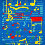 Ultra Soft Area Rug, Non Slip, Stain Resistant, Washable Area Rugs for Living Room, Bedroom, Cheerful Melody Pattern Rug(Blue)