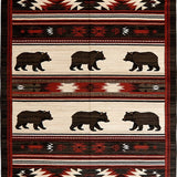 Ultra Soft Area Rug, Non Slip, Stain Resistant, Washable Area Rugs for Living Room, Bedroom, Southwest Rustic Wildlife Motif(Black)