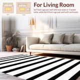 Ultra Soft Area Rug, Non Slip, Stain Resistant, Washable Area Rugs for Living Room, Bedroom, Monochrome Cabana Striped Woven Rug for Entryway Chic Home Decor(Black)