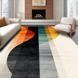 Ultra Soft Area Rug, Non Slip, Stain Resistant, Washable Area Rugs for Living Room, Bedroom, Artistic Abstract Circular Motif(Orange)