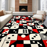 Ultra Soft Area Rug, Non Slip, Stain Resistant, Washable Area Rugs for Living Room, Bedroom, Chic Red and Black Geometry(Black)