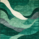 Ultra Soft Area Rug, Non Slip, Stain Resistant, Washable Area Rugs for Living Room, Bedroom, Sleek Blue-Gray Linear Arrangement(Green)