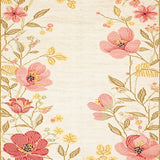Ultra Soft Area Rug, Non Slip, Stain Resistant, Washable Area Rugs for Living Room, Bedroom, Contemporary Subtle Bloom Patterns(Beige)