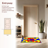Ultra Soft Area Rug, Non Slip, Stain Resistant, Washable Area Rugs for Living Room, Bedroom, Playful Bright Numbered Design(Yellow)