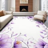 Ultra Soft Area Rug, Non Slip, Stain Resistant, Washable Area Rugs for Living Room, Bedroom, Contemporary Circular Flower Pattern(Purple)