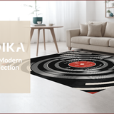 Ultra Soft Area Rug, Non Slip, Stain Resistant, Washable Area Rugs for Living Room, Bedroom, vinyl record patterned round(Gray)