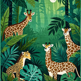 Ultra Soft Area Rug, Non Slip, Stain Resistant, Washable Area Rugs for Living Room, Bedroom, Vivid Safari Wildlife Motif(Green)