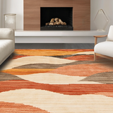 Ultra Soft Area Rug, Non Slip, Stain Resistant, Washable Area Rugs for Living Room, Bedroom, Traditional Antique Abstract Style(Orange)
