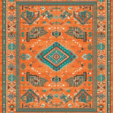 Ultra Soft Area Rug, Non Slip, Stain Resistant, Washable Area Rugs for Living Room, Bedroom, Dynamic Colorful Trellis Elements(Orange)
