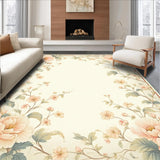 Ultra Soft Area Rug, Non Slip, Stain Resistant, Washable Area Rugs for Living Room, Bedroom, Pastel Floral Blossom Area with Vintage Inspired Botanical Design(Beige)