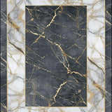 Ultra Soft Area Rug, Non Slip, Stain Resistant, Washable Area Rugs for Living Room, Bedroom, Contemporary Abstract Gold Patterning(Gray)