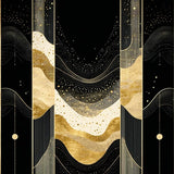 Ultra Soft Area Rug, Non Slip, Stain Resistant, Washable Area Rugs for Living Room, Bedroom, Sleek Contemporary Gold Accented Lines(Black)