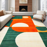 Ultra Soft Area Rug, Non Slip, Stain Resistant, Washable Area Rugs for Living Room, Bedroom, Luxurious Tiled Patterned Aesthetic(Orange)