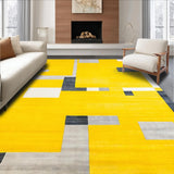 Ultra Soft Area Rug, Non Slip, Stain Resistant, Washable Area Rugs for Living Room, Bedroom, Contemporary Yellow Boxed Design(Yellow)