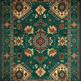 Vintage Floral Textured Print(Green)