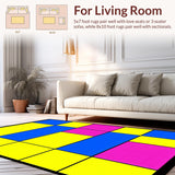 Ultra Soft Area Rug, Non Slip, Stain Resistant, Washable Area Rugs for Living Room, Bedroom, Vibrant Geometric Learning Pattern(Yellow)
