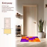 Ultra Soft Area Rug, Non Slip, Stain Resistant, Washable Area Rugs for Living Room, Bedroom, Artistic Energetic Motion Elements(Purple)