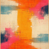 Ultra Soft Area Rug, Non Slip, Stain Resistant, Washable Area Rugs for Living Room, Bedroom, Modern Colorful Textured Waves(Orange)