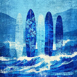 Ultra Soft Area Rug, Non Slip, Stain Resistant, Washable Area Rugs for Living Room, Bedroom, Tropical Beach Surfer Paradise Low Pile Rug with Artistic Wave Design(Blue)