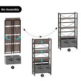 ODIKA Brooklyn 4 Tier Folding Bookshelf with Collapsible Drawers