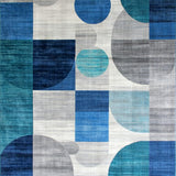 Ultra Soft Area Rug, Non Slip, Stain Resistant, Washable Area Rugs for Living Room, Bedroom, Elegant Gray Geometric Motif(Blue)