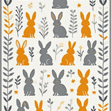 Ultra Soft Area Rug, Non Slip, Stain Resistant, Washable Area Rugs for Living Room, Bedroom, Whimsical Springtime Rabbit Motif(Gray)