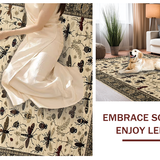 Ultra Soft Area Rug, Non Slip, Stain Resistant, Washable Area Rugs for Living Room, Bedroom, Classic Earth Tones with Insects(Beige)