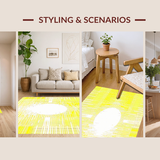 Ultra Soft Area Rug, Non Slip, Stain Resistant, Washable Area Rugs for Living Room, Bedroom, Minimalist Radiant Geometric Rug(Yellow)