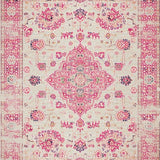 Ultra Soft Area Rug, Non Slip, Stain Resistant, Washable Area Rugs for Living Room, Bedroom, Artful Vintage-Inspired Ogee Shape(Pink)