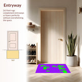 Ultra Soft Area Rug, Non Slip, Stain Resistant, Washable Area Rugs for Living Room, Bedroom, Interactive Playful Geometric Layout(Purple)