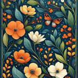 Intricate Dark Floral Composition(Blue)