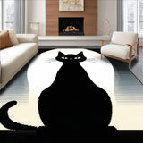 Ultra Soft Area Rug, Non Slip, Stain Resistant, Washable Area Rugs for Living Room, Bedroom, Quirky Black Cat Graphic Elegance(Black)