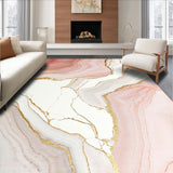 Ultra Soft Area Rug, Non Slip, Stain Resistant, Washable Area Rugs for Living Room, Bedroom, Contemporary Pink and Ivory Area Featuring Fluid Marble Veining(Pink)