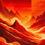 Bold Geometric Lava Waves(Red)