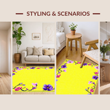 Ultra Soft Area Rug, Non Slip, Stain Resistant, Washable Area Rugs for Living Room, Bedroom, Charming Pastel Floral Medley(Yellow)