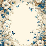 Oval Azure Bloom Floral Beige and Blue(Beige)
