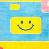 Ultra Soft Area Rug, Non Slip, Stain Resistant, Washable Area Rugs for Living Room, Bedroom, Charming Happy Face Interactive Design(Blue)