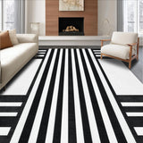 Ultra Soft Area Rug, Non Slip, Stain Resistant, Washable Area Rugs for Living Room, Bedroom, Monochrome Striped Flat Weave Rug With Contemporary Minimalist Design(Black)